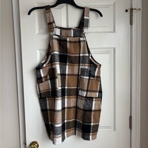 SHEIN Plaid Mini Dress - Brown, Black, White